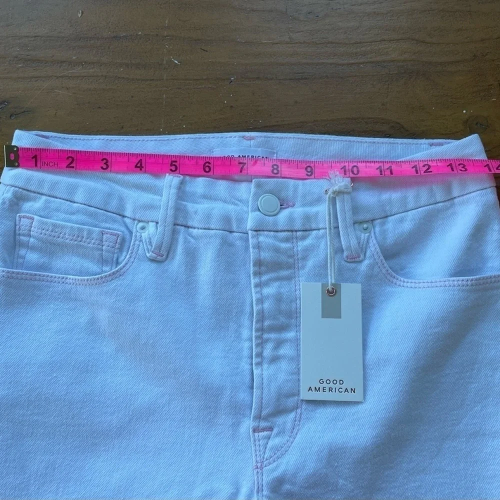 Good American Good Legs White w pink stitching Straight Jean Sz 6/28 Item# 3T - Picture 7 of 10